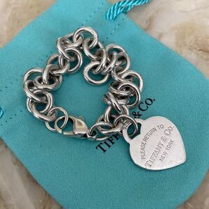 Tiffany & Co. Please Return To Tiffany Heart Tag Link Bracelet Sterling Silver